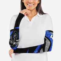 Personalized Extreme Motocross Arm Sleeves with Blue Rider – Dirt Bike Racing Design - Wonder Print Shop