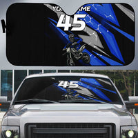 Personalized Extreme Motocross Auto Sun Shade with Blue Rider – Dirt Bike Racing Design - Wonder Print Shop