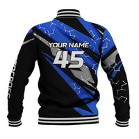 Personalized Extreme Motocross Baseball Jacket with Blue Rider – Dirt Bike Racing Design - Wonder Print Shop