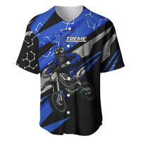 Personalized Extreme Motocross Baseball Jersey with Blue Rider – Dirt Bike Racing Design - Wonder Print Shop