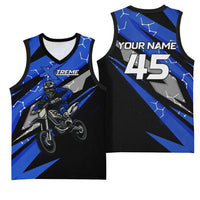 Personalized Extreme Motocross Basketball Jersey with Blue Rider – Dirt Bike Racing Design - Wonder Print Shop