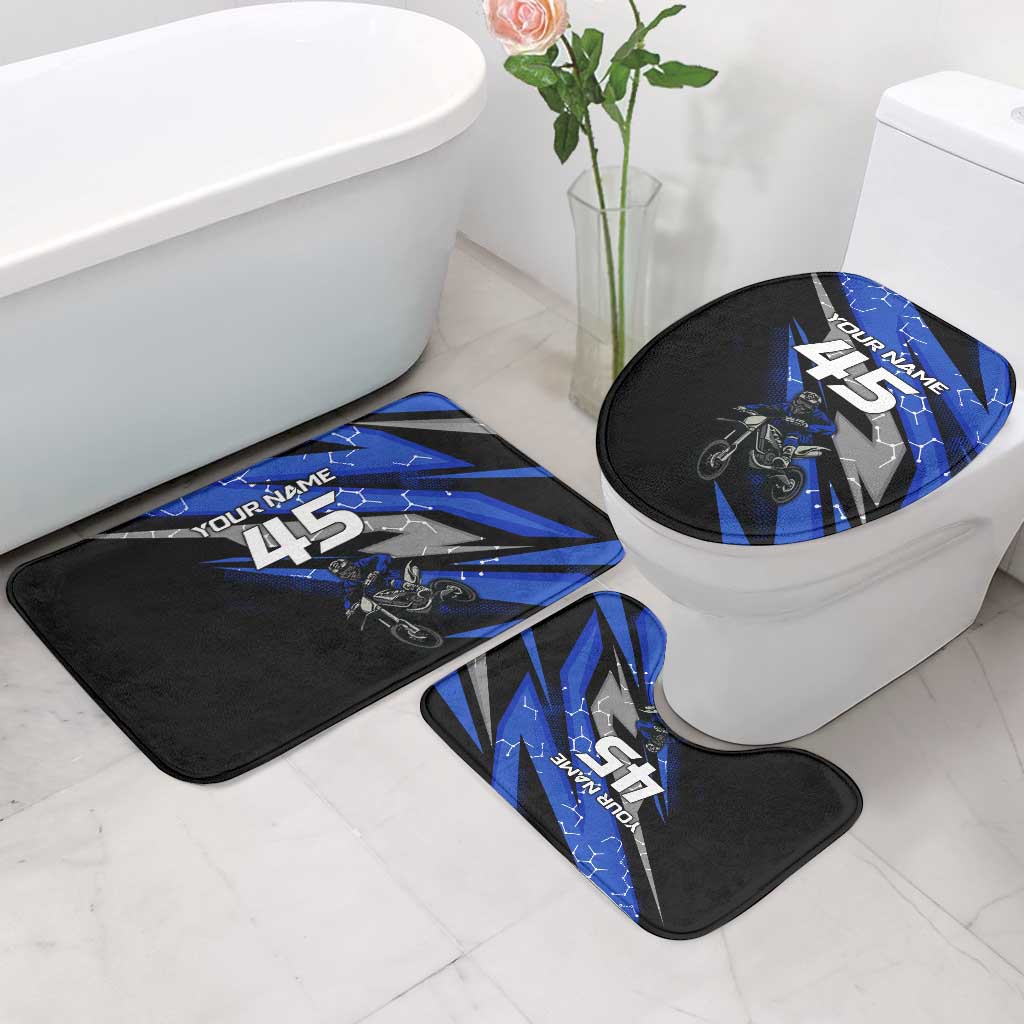 Personalized Extreme Motocross Bathroom Set with Blue Rider – Dirt Bike Racing Design - Wonder Print Shop