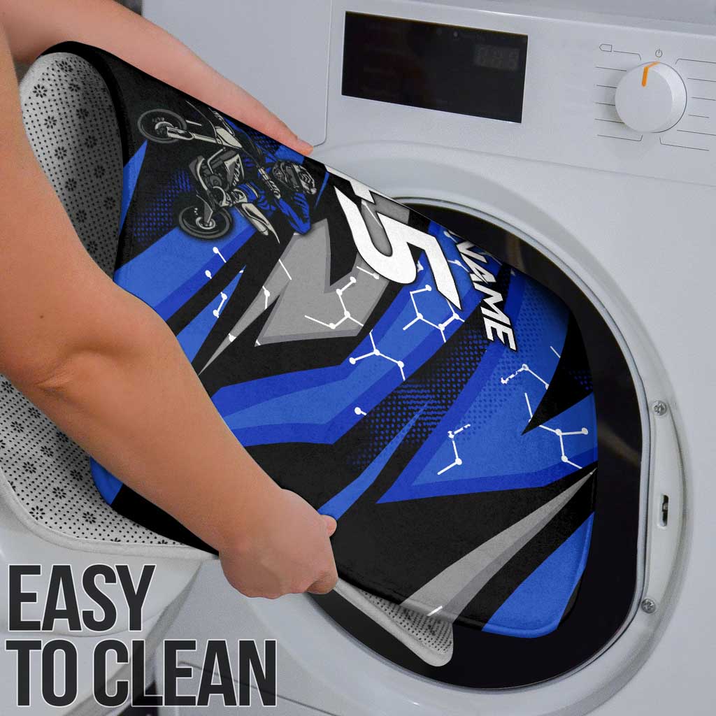 Personalized Extreme Motocross Bathroom Set with Blue Rider – Dirt Bike Racing Design - Wonder Print Shop