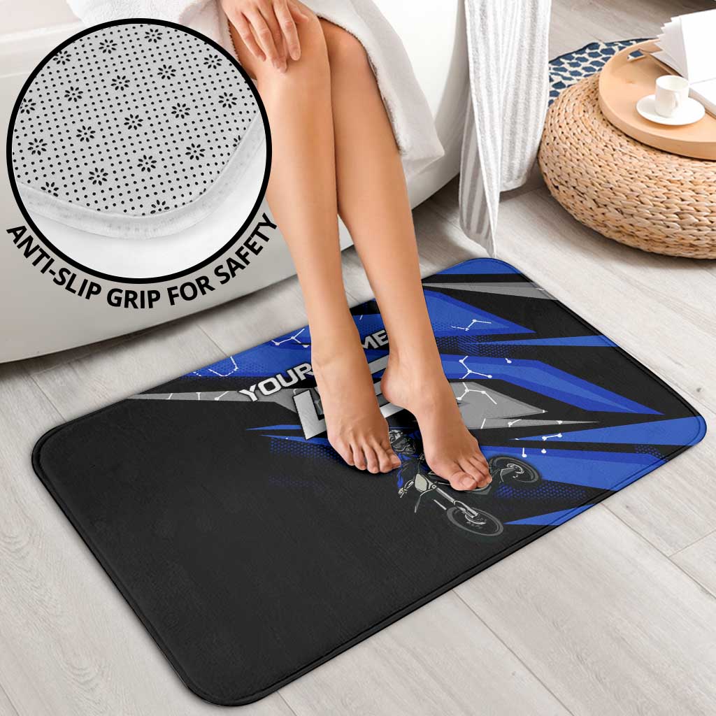 Personalized Extreme Motocross Bathroom Set with Blue Rider – Dirt Bike Racing Design - Wonder Print Shop