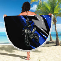 Personalized Extreme Motocross Beach Blanket with Blue Rider – Dirt Bike Racing Design - Wonder Print Shop