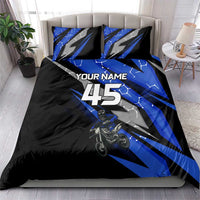 Personalized Extreme Motocross Bedding Set with Blue Rider – Dirt Bike Racing Design - Wonder Print Shop