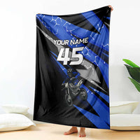 Personalized Extreme Motocross Blanket with Blue Rider – Dirt Bike Racing Design - Wonder Print Shop