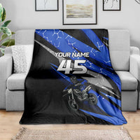 Personalized Extreme Motocross Blanket with Blue Rider – Dirt Bike Racing Design - Wonder Print Shop