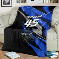 Personalized Extreme Motocross Blanket with Blue Rider – Dirt Bike Racing Design - Wonder Print Shop