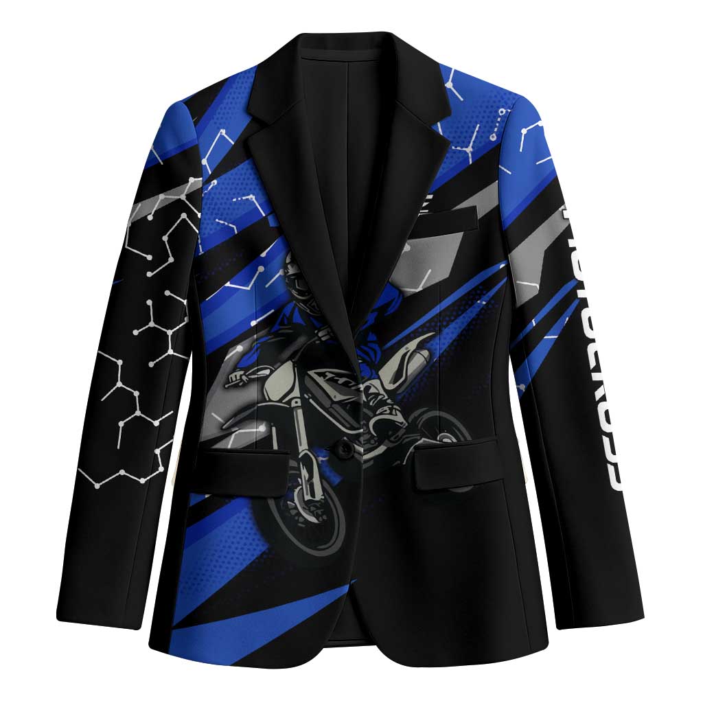 Personalized Extreme Motocross Blazer with Blue Rider – Dirt Bike Racing Design - Wonder Print Shop