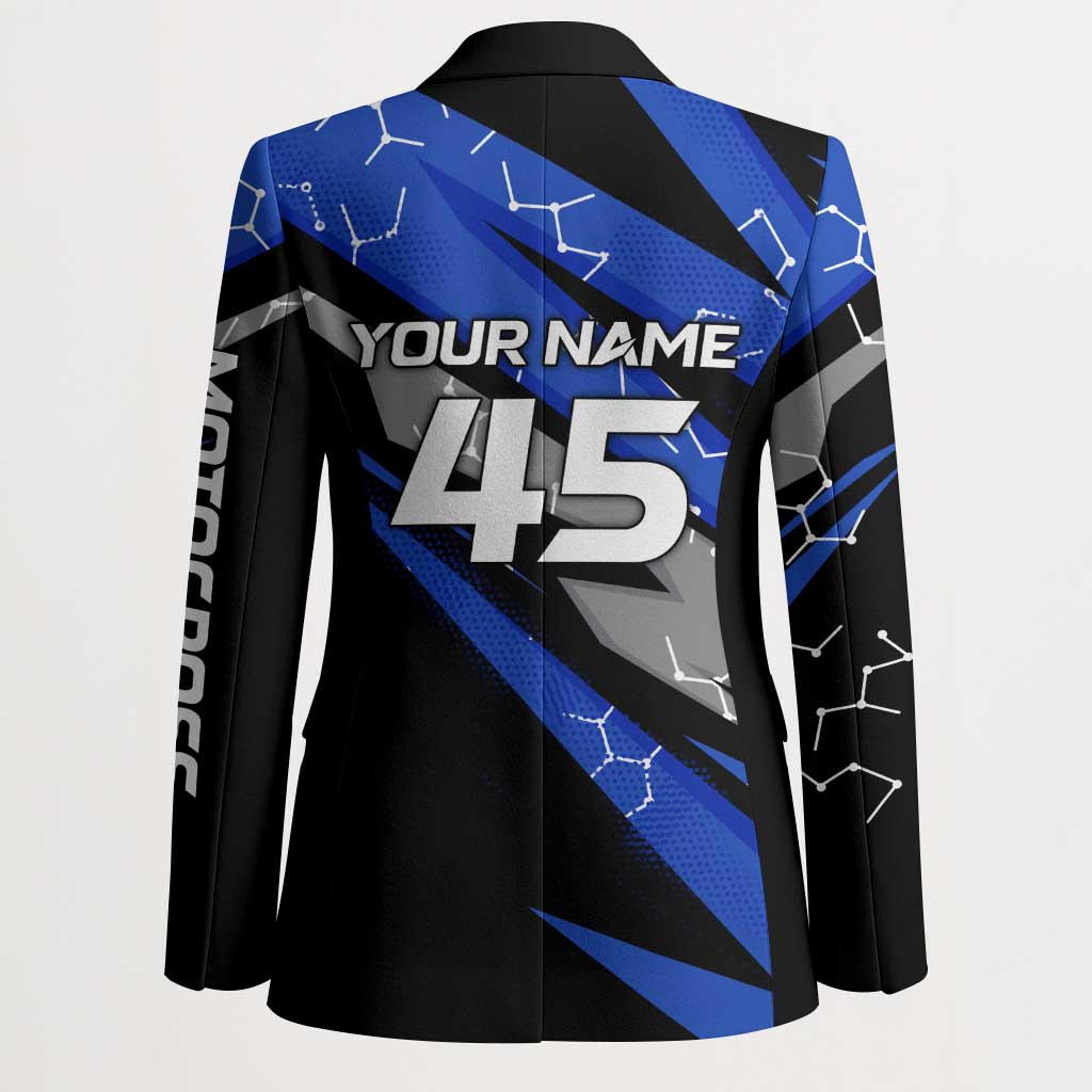 Personalized Extreme Motocross Blazer with Blue Rider – Dirt Bike Racing Design - Wonder Print Shop