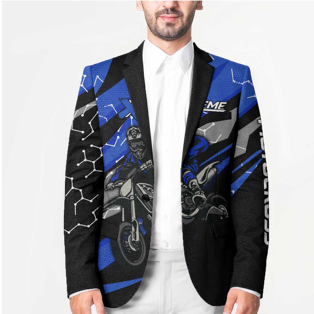 Personalized Extreme Motocross Blazer with Blue Rider – Dirt Bike Racing Design - Wonder Print Shop