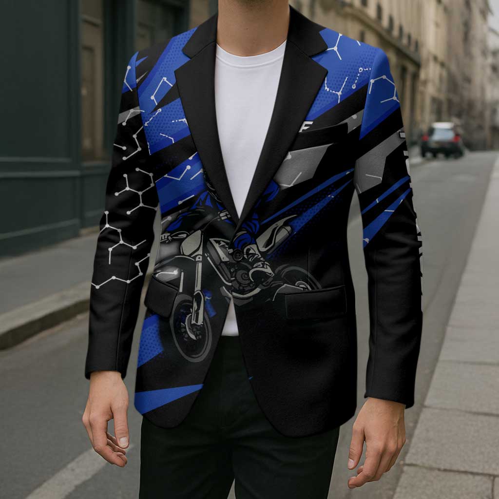Personalized Extreme Motocross Blazer with Blue Rider – Dirt Bike Racing Design - Wonder Print Shop