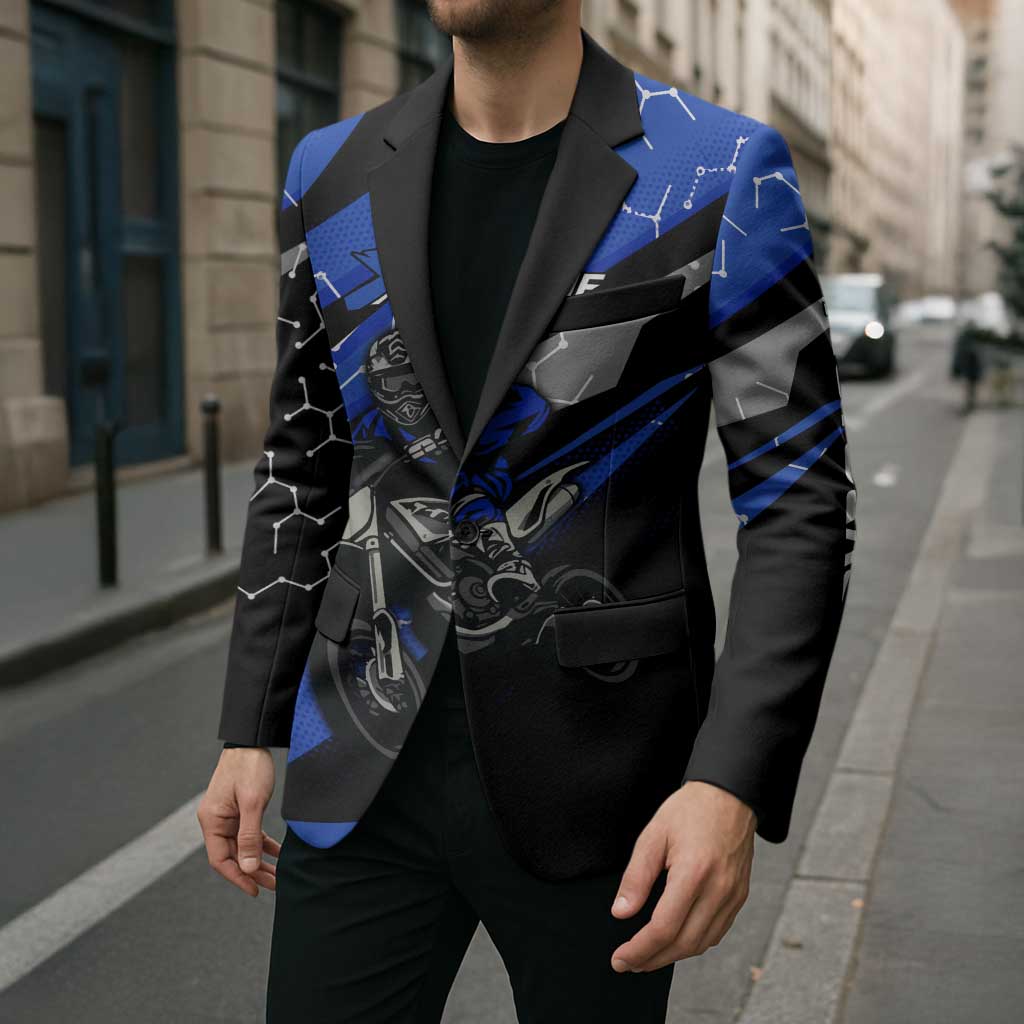Personalized Extreme Motocross Blazer with Blue Rider – Dirt Bike Racing Design - Wonder Print Shop