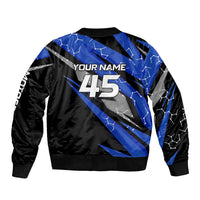 Personalized Extreme Motocross Bomber Jacket with Blue Rider – Dirt Bike Racing Design - Wonder Print Shop