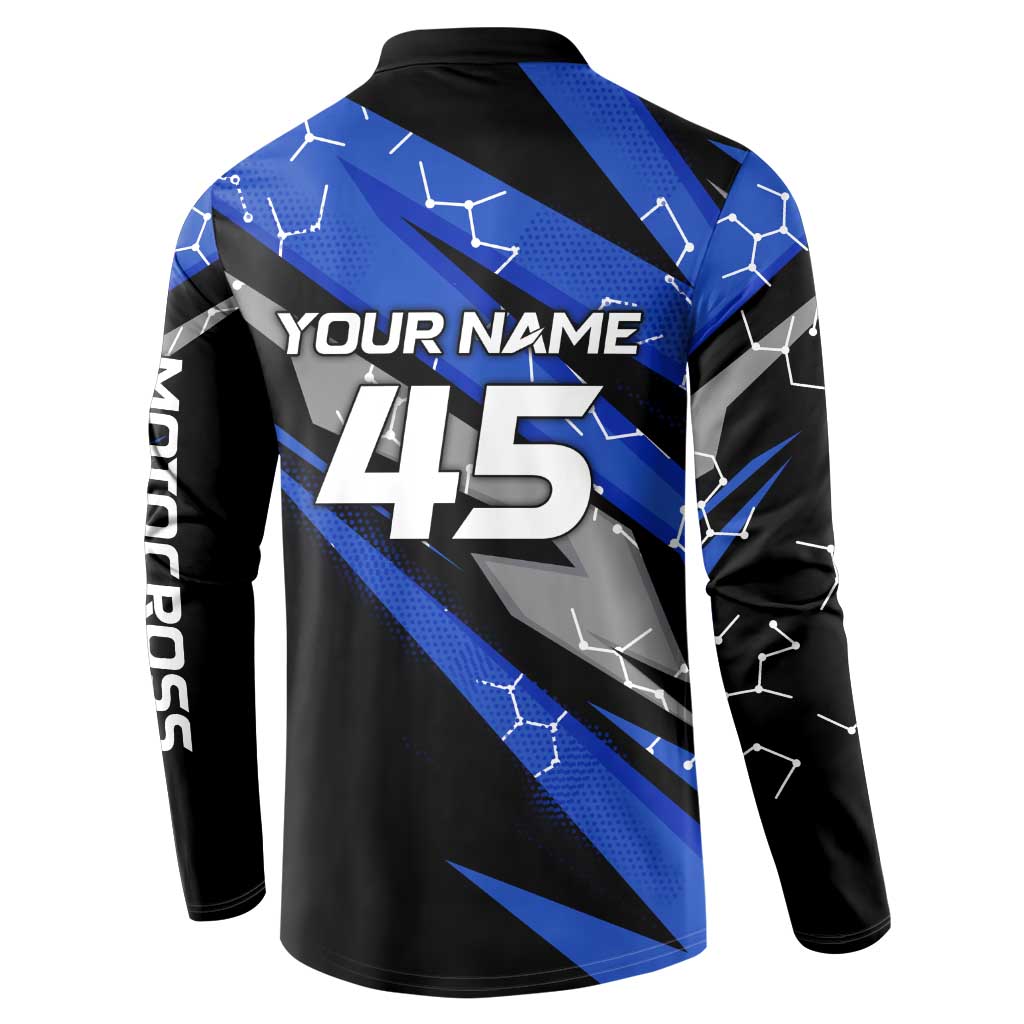 Personalized Extreme Motocross Button Sweatshirt with Blue Rider – Dirt Bike Racing Design - Wonder Print Shop