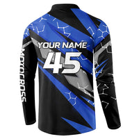 Personalized Extreme Motocross Button Sweatshirt with Blue Rider – Dirt Bike Racing Design - Wonder Print Shop