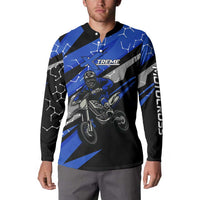 Personalized Extreme Motocross Button Sweatshirt with Blue Rider – Dirt Bike Racing Design - Wonder Print Shop
