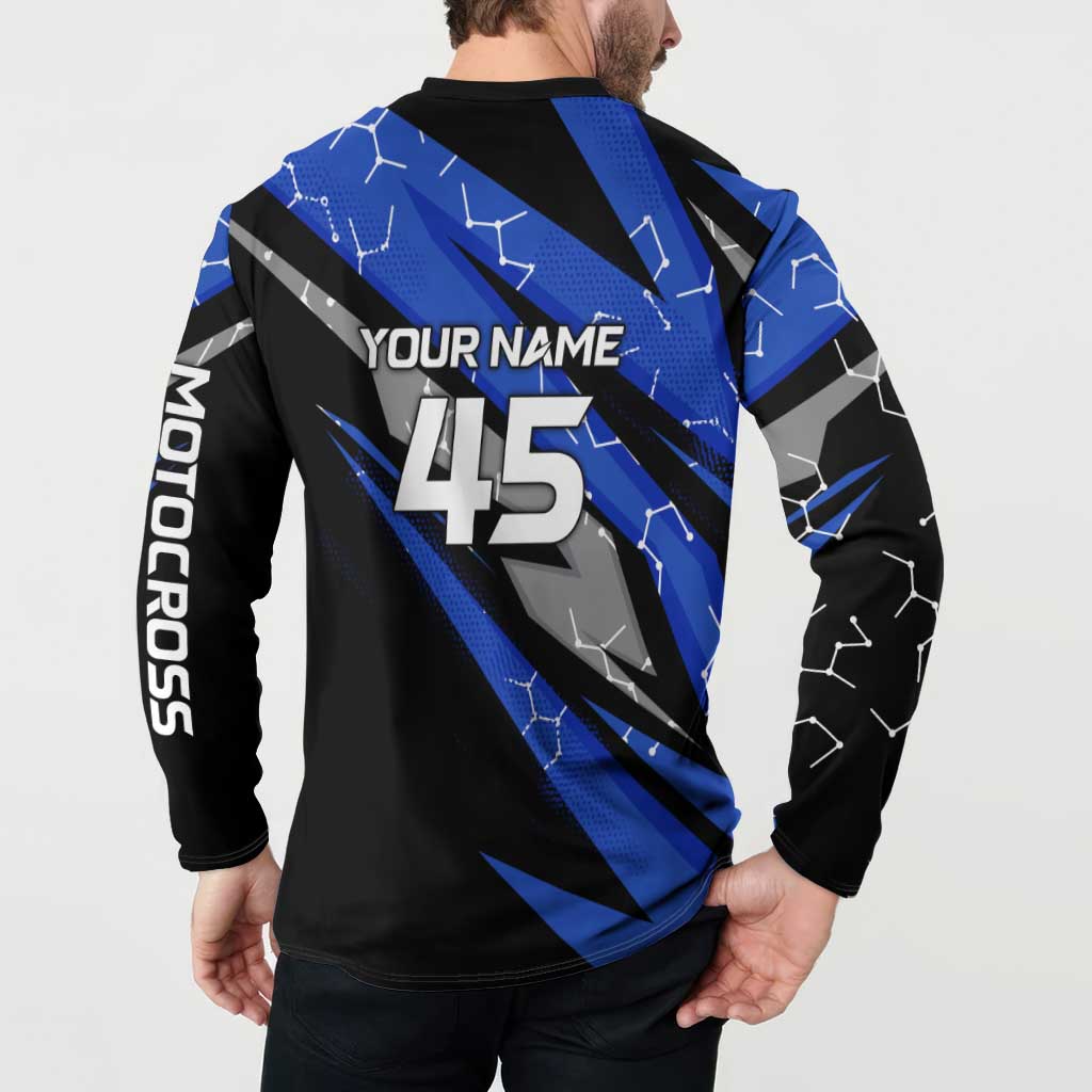 Personalized Extreme Motocross Button Sweatshirt with Blue Rider – Dirt Bike Racing Design - Wonder Print Shop