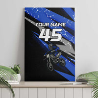Personalized Extreme Motocross Canvas Wall Art with Blue Rider – Dirt Bike Racing Design - Wonder Print Shop