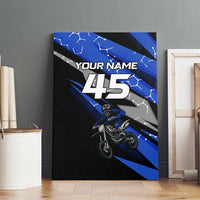 Personalized Extreme Motocross Canvas Wall Art with Blue Rider – Dirt Bike Racing Design - Wonder Print Shop