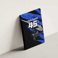 Personalized Extreme Motocross Canvas Wall Art with Blue Rider – Dirt Bike Racing Design - Wonder Print Shop
