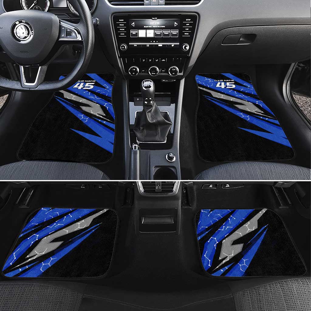 Personalized Extreme Motocross Car Mats with Blue Rider – Dirt Bike Racing Design - Wonder Print Shop