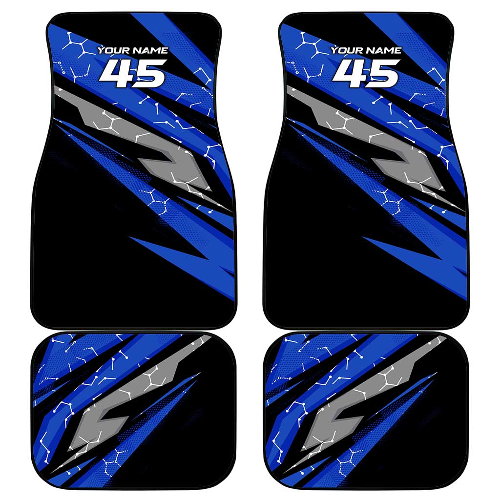 Personalized Extreme Motocross Car Mats with Blue Rider – Dirt Bike Racing Design - Wonder Print Shop