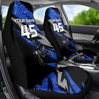 Personalized Extreme Motocross Car Seat Cover with Blue Rider – Dirt Bike Racing Design - Wonder Print Shop