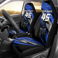 Personalized Extreme Motocross Car Seat Cover with Blue Rider – Dirt Bike Racing Design - Wonder Print Shop