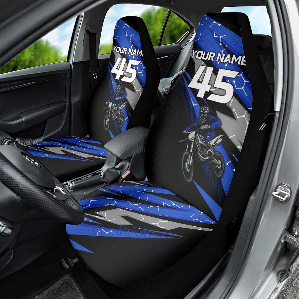 Personalized Extreme Motocross Car Seat Cover with Blue Rider – Dirt Bike Racing Design - Wonder Print Shop