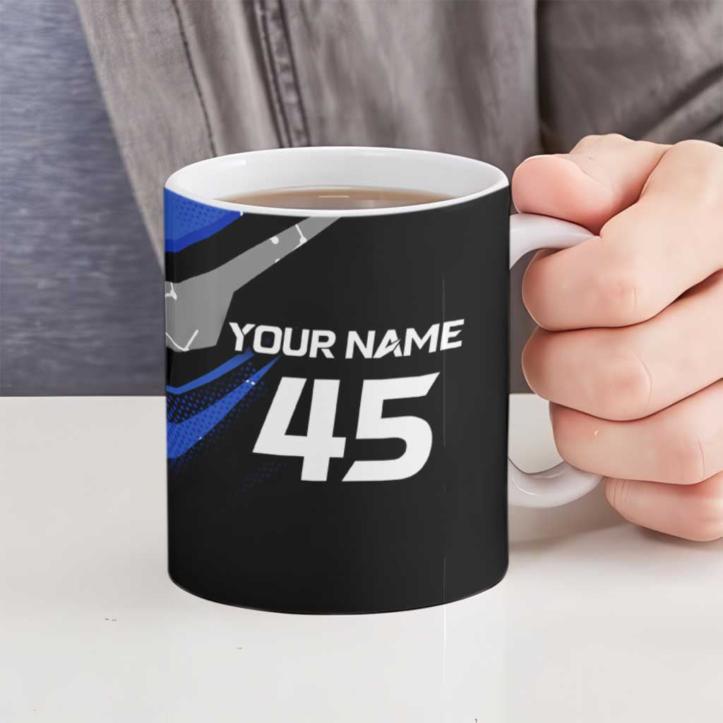 Personalized Extreme Motocross Ceramic Mug with Blue Rider – Dirt Bike Racing Design - Wonder Print Shop