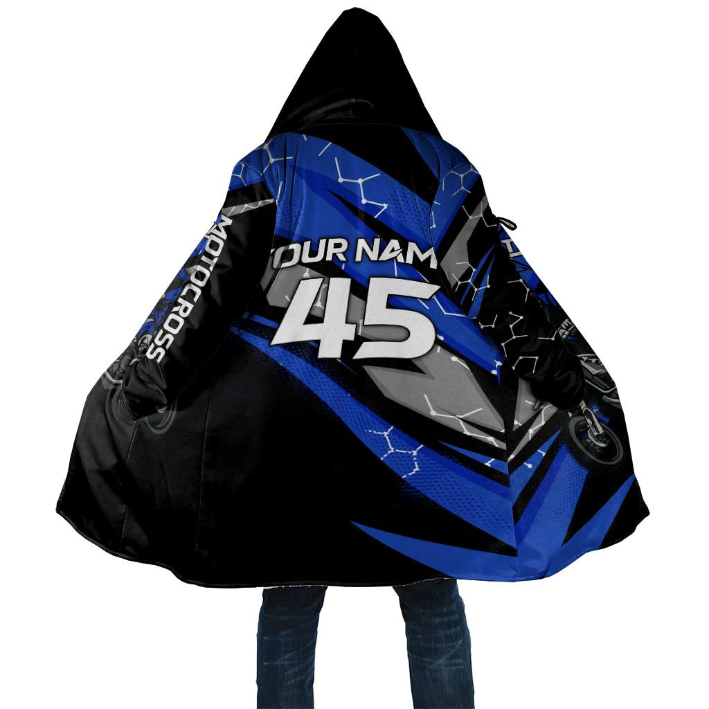 Personalized Extreme Motocross Cloak with Blue Rider – Dirt Bike Racing Design - Wonder Print Shop