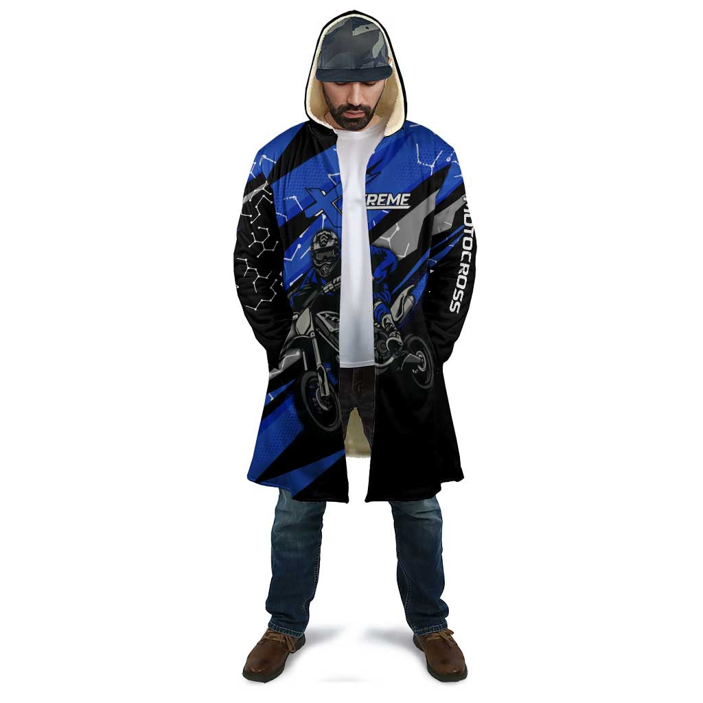 Personalized Extreme Motocross Cloak with Blue Rider – Dirt Bike Racing Design - Wonder Print Shop