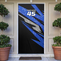 Personalized Extreme Motocross Door Cover with Blue Rider – Dirt Bike Racing Design - Wonder Print Shop
