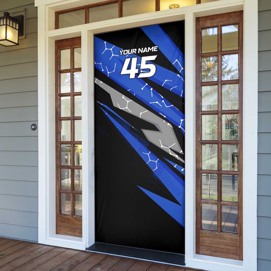 Personalized Extreme Motocross Door Cover with Blue Rider – Dirt Bike Racing Design - Wonder Print Shop