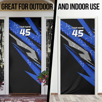 Personalized Extreme Motocross Door Cover with Blue Rider – Dirt Bike Racing Design - Wonder Print Shop
