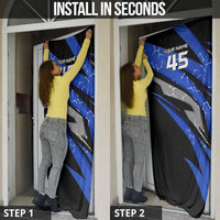 Personalized Extreme Motocross Door Cover with Blue Rider – Dirt Bike Racing Design - Wonder Print Shop