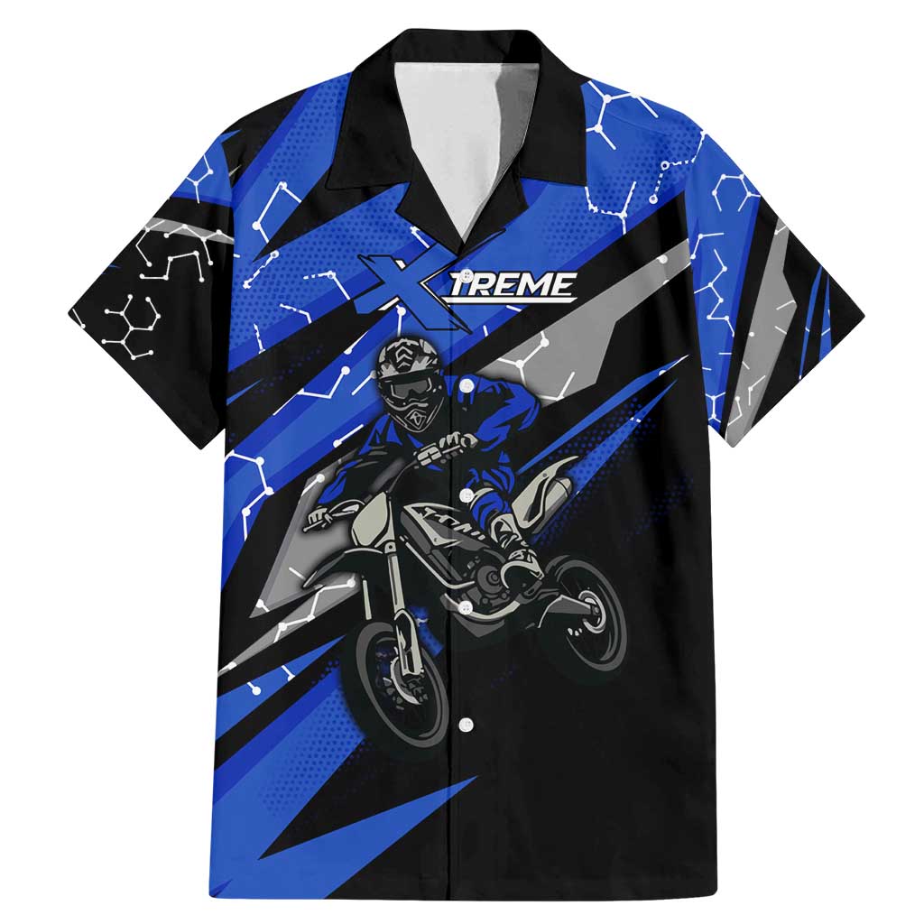Personalized Extreme Motocross Family Matching Mermaid Dress and Hawaiian Shirt with Blue Rider – Dirt Bike Racing Design - Wonder Print Shop