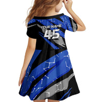 Personalized Extreme Motocross Family Matching Off The Shoulder Long Sleeve Dress and Hawaiian Shirt with Blue Rider – Dirt Bike Racing Design - Wonder Print Shop