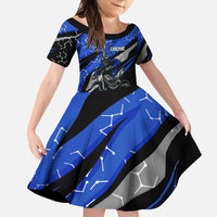Personalized Extreme Motocross Family Matching Off Shoulder Maxi Dress and Hawaiian Shirt with Blue Rider – Dirt Bike Racing Design - Wonder Print Shop