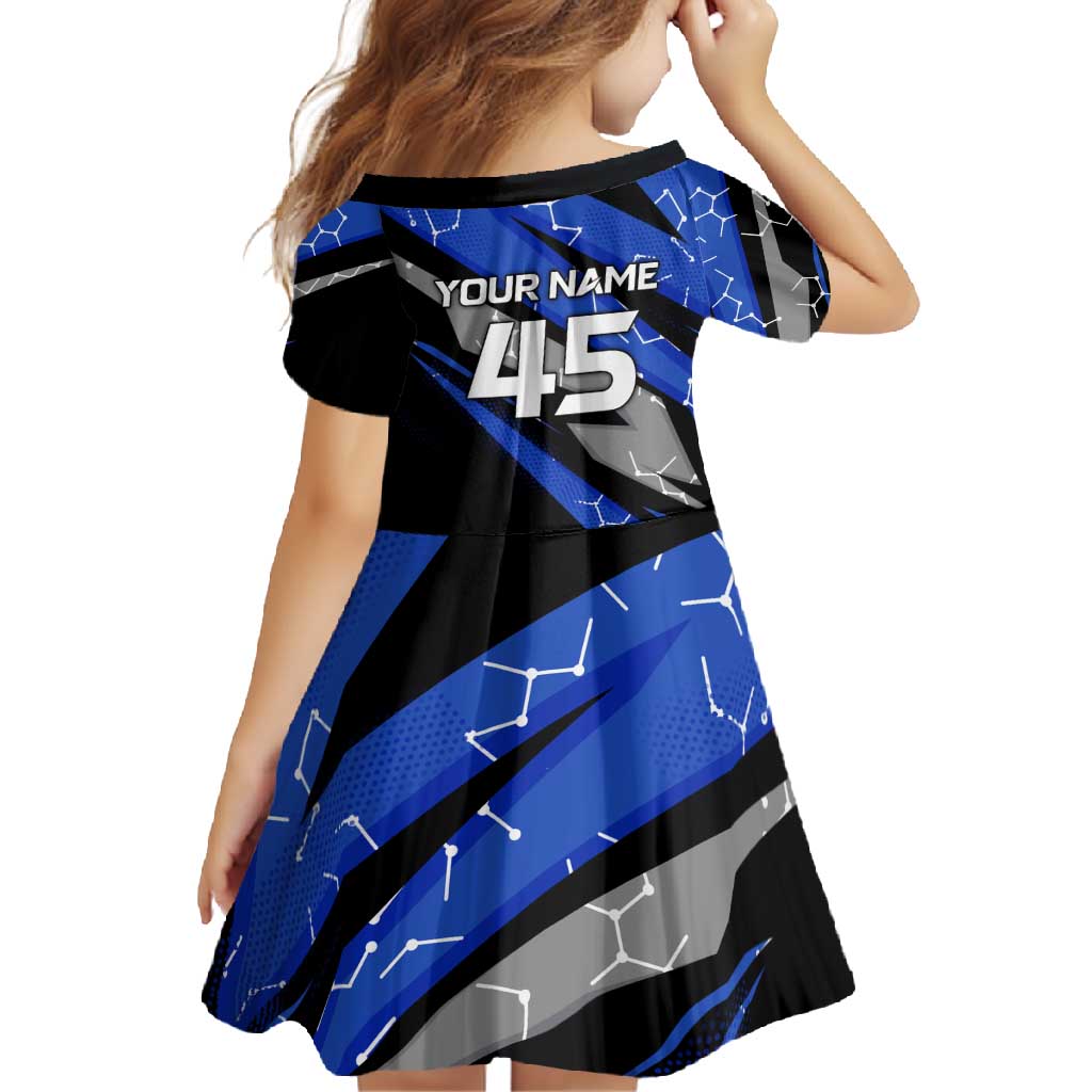 Personalized Extreme Motocross Family Matching Off Shoulder Maxi Dress and Hawaiian Shirt with Blue Rider – Dirt Bike Racing Design - Wonder Print Shop