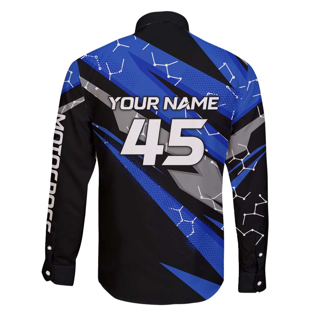 Personalized Extreme Motocross Family Matching Off Shoulder Maxi Dress and Hawaiian Shirt with Blue Rider – Dirt Bike Racing Design - Wonder Print Shop
