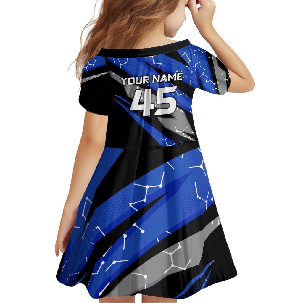 Personalized Extreme Motocross Family Matching Off Shoulder Short Dress and Hawaiian Shirt with Blue Rider – Dirt Bike Racing Design - Wonder Print Shop