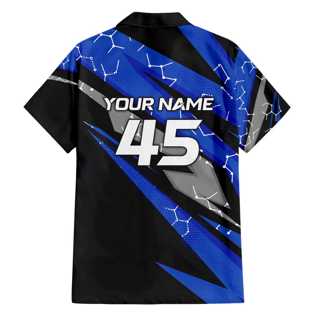 Personalized Extreme Motocross Family Matching Off Shoulder Short Dress and Hawaiian Shirt with Blue Rider – Dirt Bike Racing Design - Wonder Print Shop