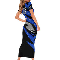 Personalized Extreme Motocross Family Matching Short Sleeve Bodycon Dress and Hawaiian Shirt with Blue Rider – Dirt Bike Racing Design - Wonder Print Shop