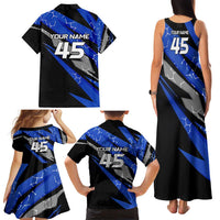Personalized Extreme Motocross Family Matching Tank Maxi Dress and Hawaiian Shirt with Blue Rider – Dirt Bike Racing Design - Wonder Print Shop