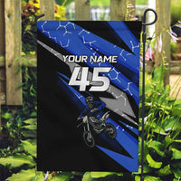 Personalized Extreme Motocross Garden Flag with Blue Rider – Dirt Bike Racing Design - Wonder Print Shop