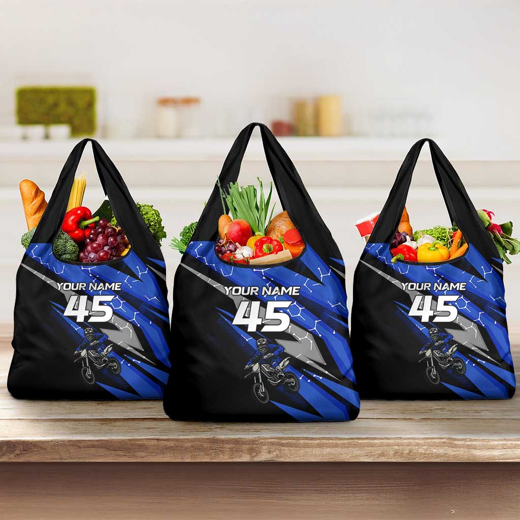 Personalized Extreme Motocross Grocery Bag with Blue Rider – Dirt Bike Racing Design - Wonder Print Shop