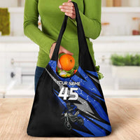 Personalized Extreme Motocross Grocery Bag with Blue Rider – Dirt Bike Racing Design - Wonder Print Shop